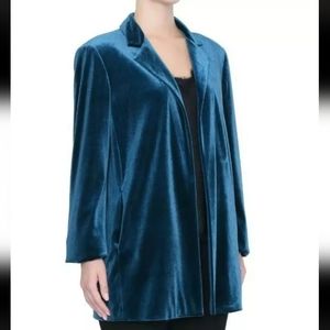 Persona by Marina Rinaldi Blazer Jacket S Oslo Blue Velvet Holiday Gift Idea